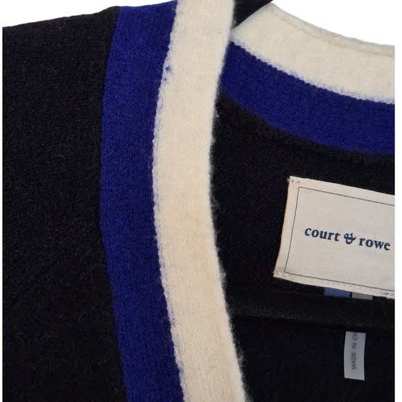 Court‎ and Rowe Cardigan Knit Wool Blend Black Blue Quiet Luxury Minimalist S - Picture 4 of 10